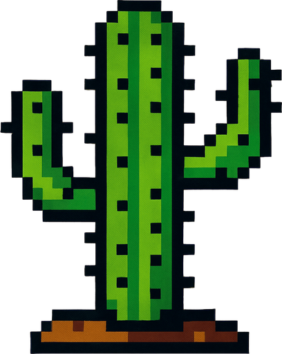 Cactus 2d style pixel 1980.
2d.  High contrast.  No shadows. 2d
