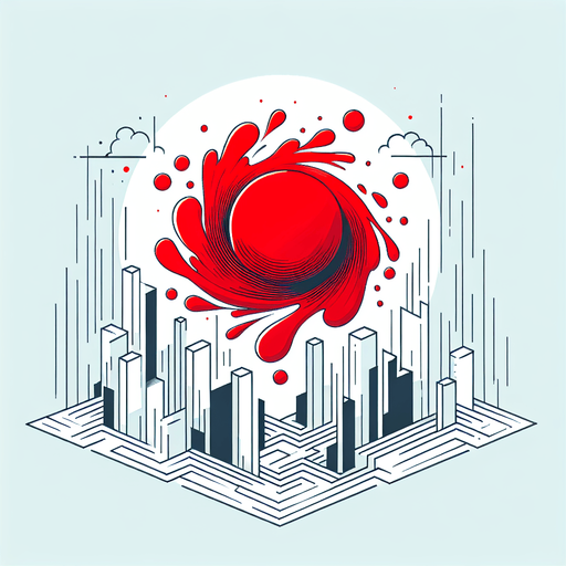 red splash. Clean lines. Low detail. 2d