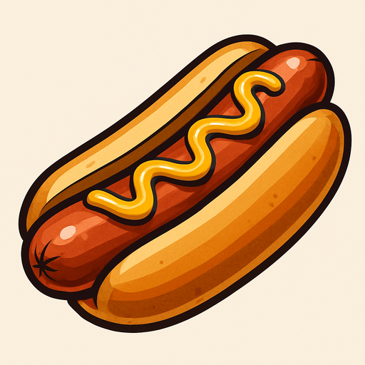 A realistic hotdog.
In-Game asset.  2d.  High contrast.  No shadows