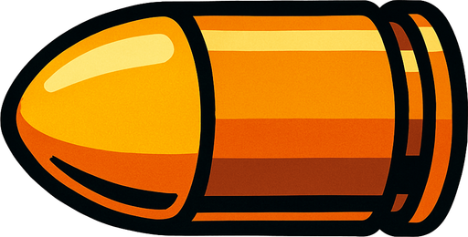 Bala de pistola.
In-Game asset.  2d.  High contrast.  No shadows