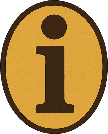 Information symbol in professor Layton game style artwork.
In-Game asset.  2d.  High contrast.  No shadows