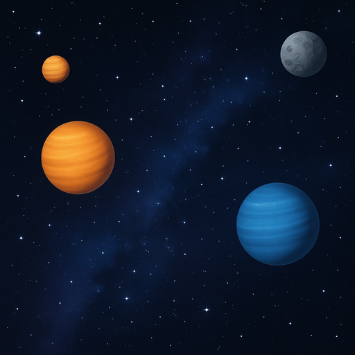 space theme background with stars and planets that are too far away,realistic.
In-Game asset.  2d.  High contrast.  No shadows