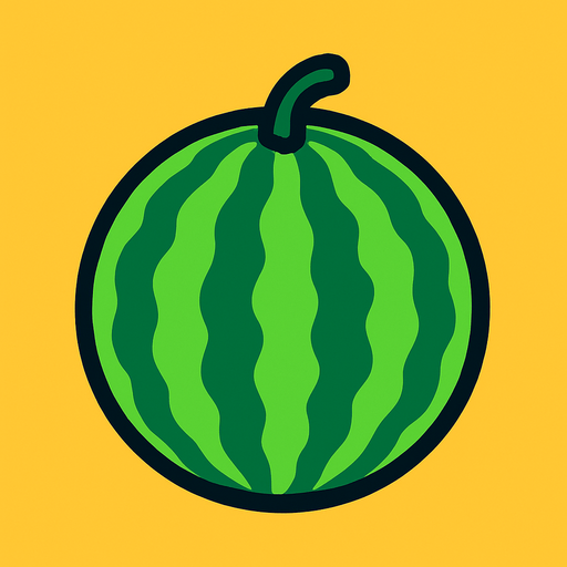 Watermelon game image.
In-Game asset.  2d.  High contrast.  No shadows