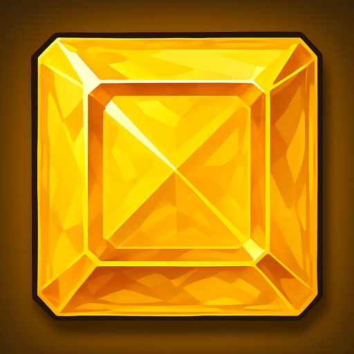 yellow gem square realistic.
In-Game asset.  2d.  High contrast.  No shadows