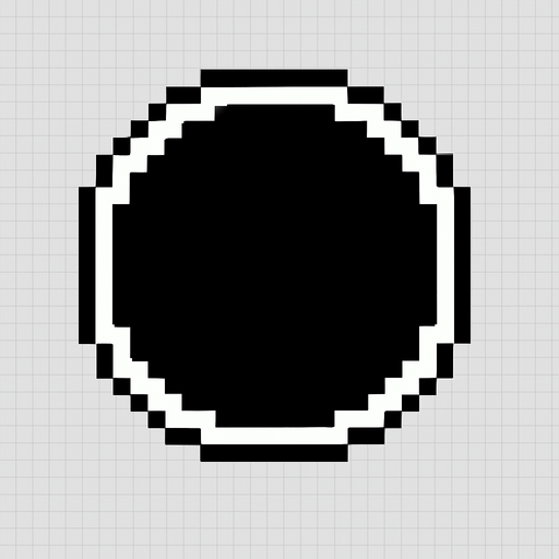 pixel art range circle, white border, filled with black
In-Game asset.  2d.  High contrast.  No shadows