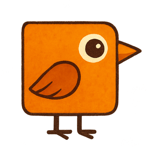 Square shaped orange bird facing right