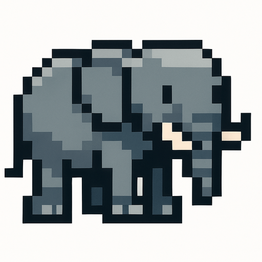 elephant pixel.
In-Game asset.  2d.  High contrast.  No shadows
