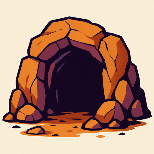 mağara girişi.
In-Game asset.  2d.  High contrast.  No shadows