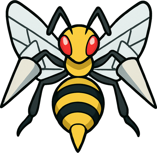 Beedrill visto desde arriba.
In-Game asset.  2d.  High contrast.  No shadows