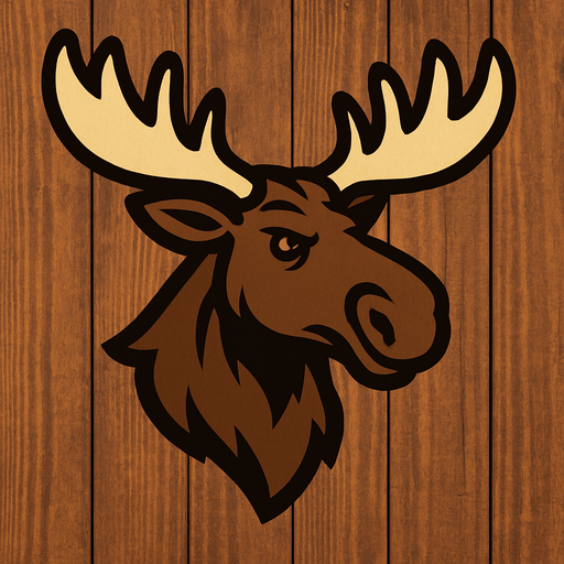 Moose pic with wooden background.
In-Game asset.  2d.  High contrast.  No shadows
