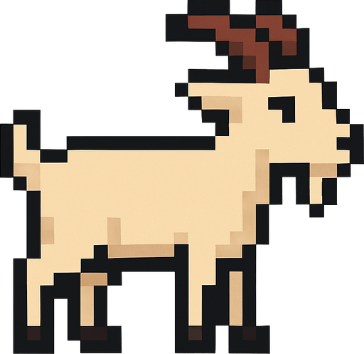 Goat pixel.
In-Game asset.  2d.  High contrast.  No shadows