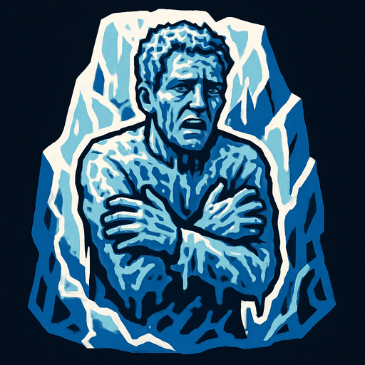 Frozen human.
In-Game asset.  2d.  High contrast.  No shadows