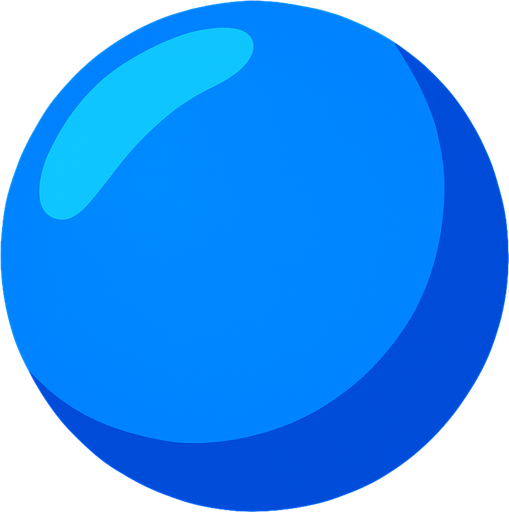 blue ball.
In-Game asset.  2d.  High contrast.  No shadows