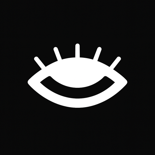 white eye closed minimalist icon.
In-Game asset.  2d.  High contrast.  No shadows