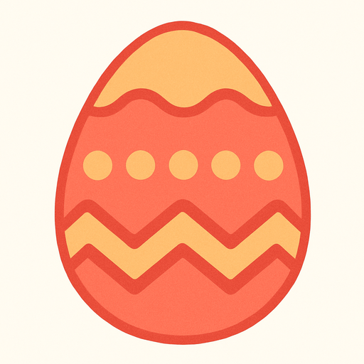 create a cute egg with some pattern and a light orange and light red colors.
In-Game asset.  2d.  High contrast.  No shadows