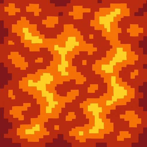 Make a 2d top-down pixelated flat image of Lava.
In-Game asset.  2d.  High contrast.  No shadows