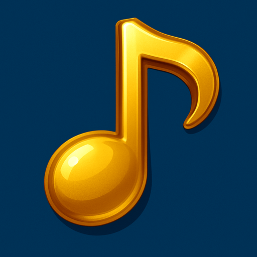 gold musical note.
In-Game asset.  3d.  High contrast.  No shadows