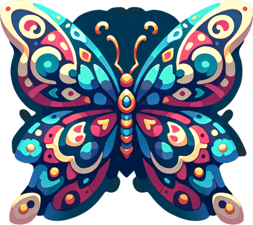 Create a butterfly.
Single Game Texture.  In-Game asset.  2d.  Blank background.  High contrast.  No shadows
