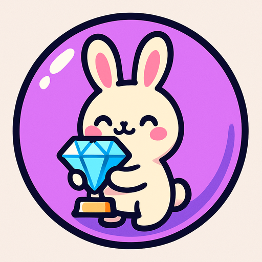 a bubble with a cute rabbit holding a diamond stone like a troffy.
In-Game asset.  2d.  High contrast.  No shadows