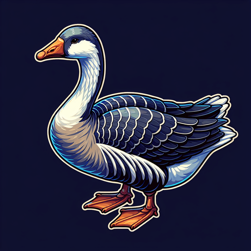 a goose.
Single Game Texture. In-Game asset. 2d. Blank background. High contrast. No shadows.