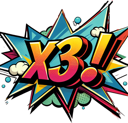 text popup "x32!".
comic style