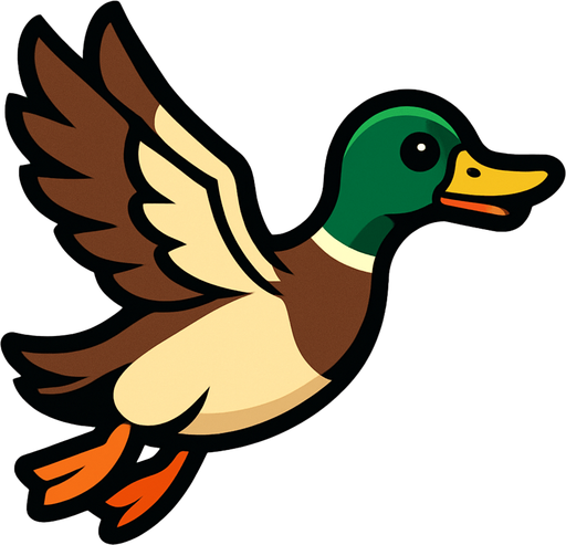 Flying Duck.
In-Game asset.  2d.  High contrast.  No shadows