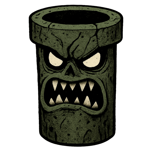 marios pipe but evil and old.
In-Game asset.  2d.  High contrast.  No shadows
