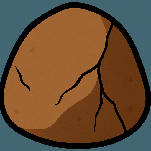 smaller rock, more rounded, really thick black outline, same brown color