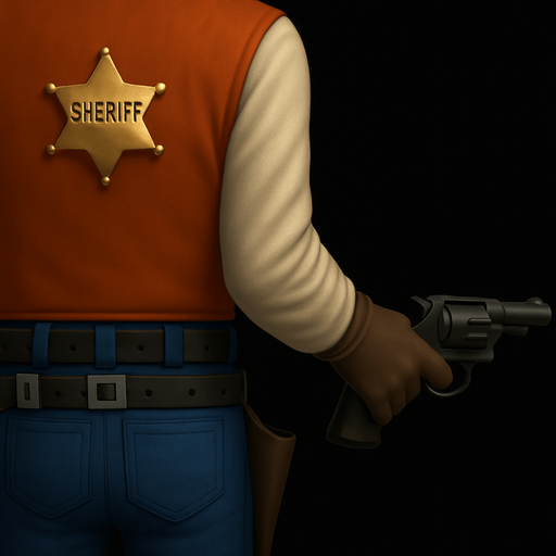 Exactly the same picture with Sherrif holding his gun much lower aiming it straight ahead