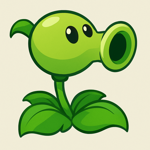 Un lanza guisantes del videojuego plantas vs zombies.
In-Game asset.  No shadows