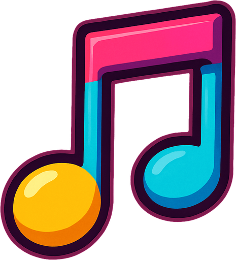 Musical note.
In-Game asset.  2d.  High contrast.  No shadows