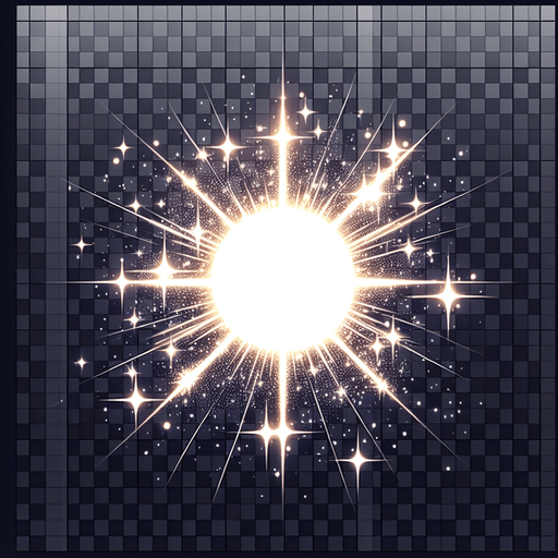 sparkling sun.
Single Game Texture.  In-Game asset.  2d.  Blank background.  High contrast.  No shadows