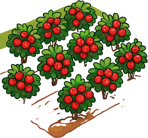 Una plantación de frutas rojas.
In-Game asset.  No shadows