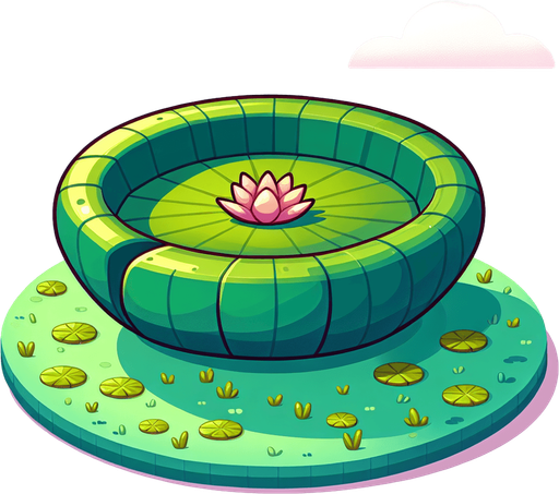 Single Cartoon lillypad edge on. No flower
Game Texture. In-Game asset. 2d. Blank background. High contrast. No shadows.