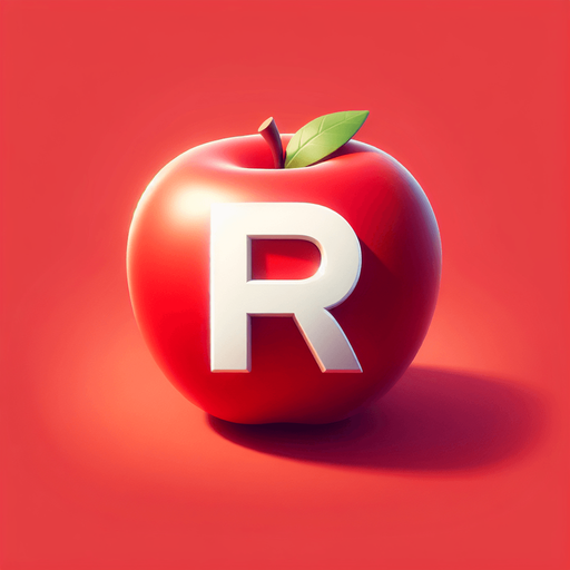 a white "R" on a red apple..
Single Game Texture. In-Game asset. 2d. Blank background. High contrast. No shadows.