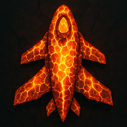 yellow lava spaceship top view.