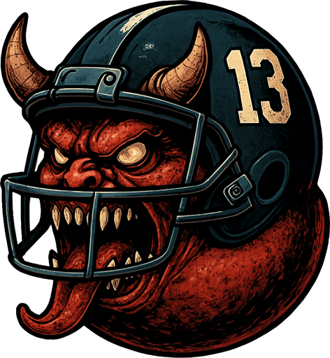 un demonio bola con un casco de jugador de futbol americano ultra realista.
In-Game asset.  2d.  High contrast.  No shadows