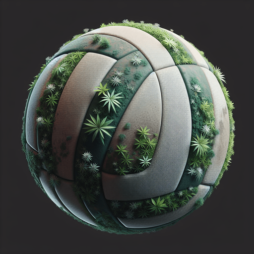 Una bola de voley de planta.
Single Game Texture.  In-Game asset.  2d.  Blank background.  High contrast.  No shadows