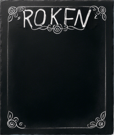 "ROOKIE BREW" handwritten with thin capital letters in chalk