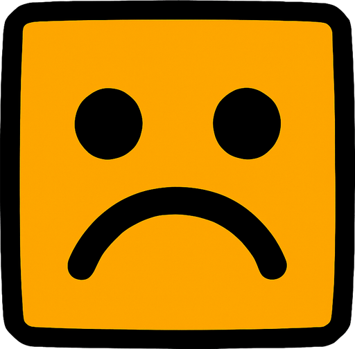 sad square.
In-Game asset.  2d.  High contrast.  No shadows