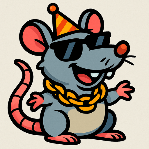 Make a rat with a gold chain, party hat, and shades also make him happy.
In-Game asset.  2d.  High contrast.  No shadows