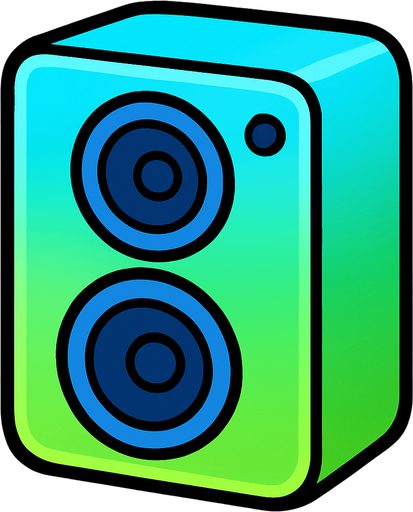 rectangular speaker with soft edges, in color sky blue gradient to grass green.
In-Game asset.  2d.  High contrast.  No shadows. cute