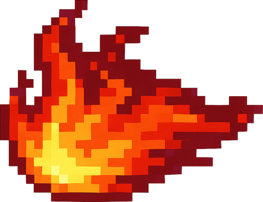 fire left to right pixel.
In-Game asset.  2d.  High contrast.  No shadows
