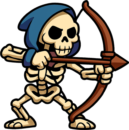 arquero esqueleto.
In-Game asset.  High contrast.  No shadows