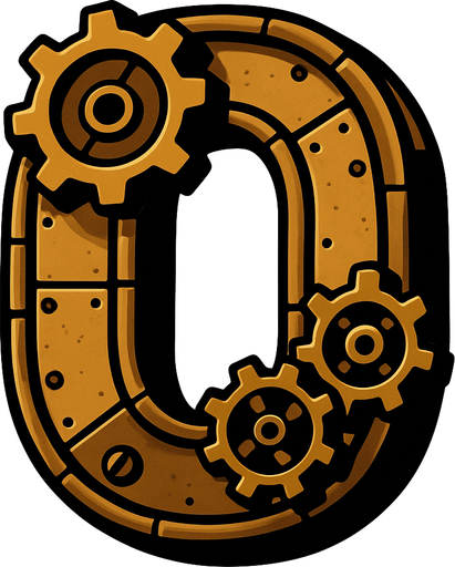 un 0 es estilo steampunk.
In-Game asset.  2d.  High contrast.  No shadows