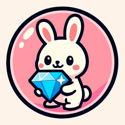 a bubble with a cute rabbit holding a diamond stone like a troffy.
In-Game asset.  2d.  High contrast.  No shadows