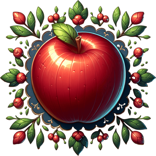 apple.
Single Game Texture. In-Game asset. 2d. Blank background. High contrast. No shadows.