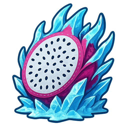 Frozen dragon fruit.
Single Game Texture.  In-Game asset.  2d.  Blank background.  High contrast.  No shadows