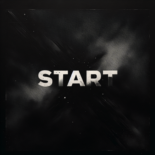 Black background with word start in middle.
Single Game Texture. In-Game asset. 2d. Blank background. High contrast. No shadows.