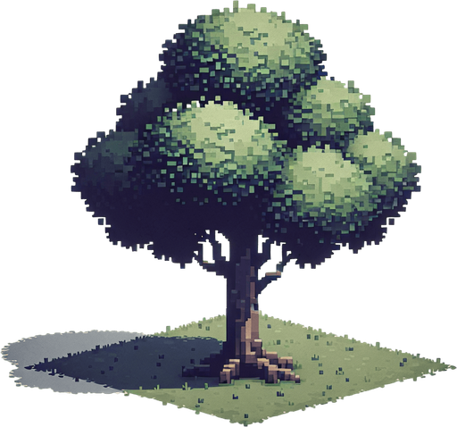 Tree.
Single Game Texture.  In-Game asset.  2d.  Blank background.  High contrast.  No shadows